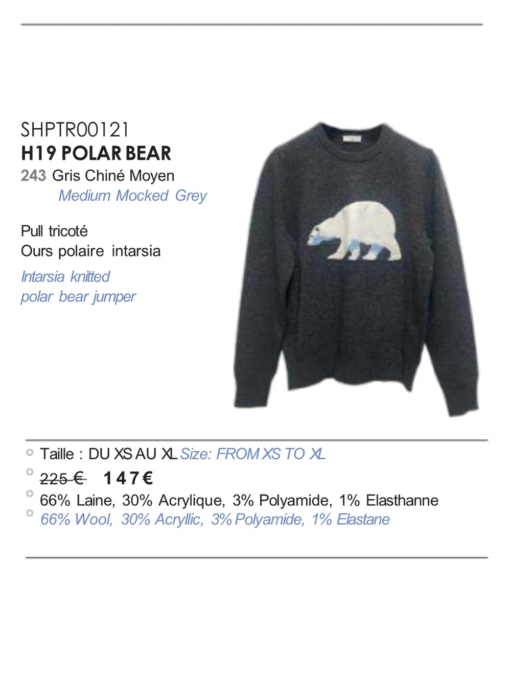 Men’s Sandro Wool Blend Polar Bear Crewneck Sweater